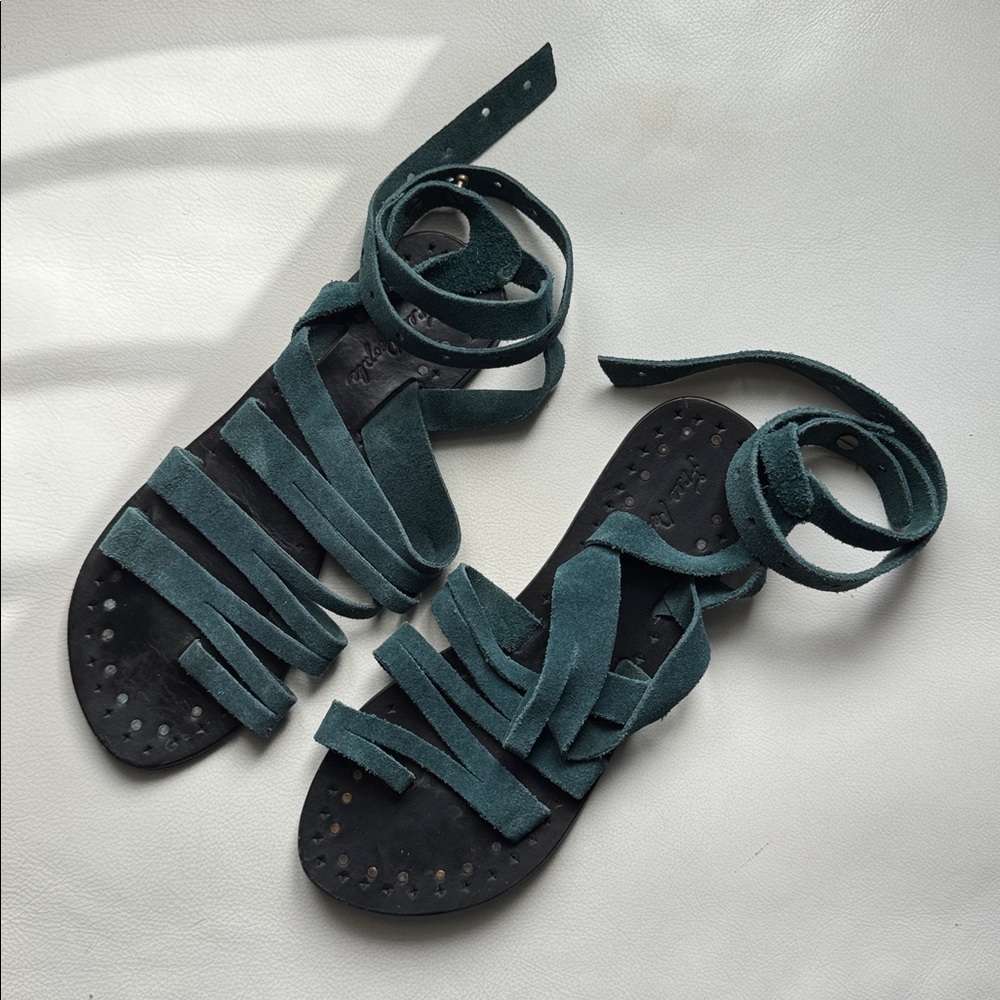 Free People Teal Suede Sunever Gladiator Sandals